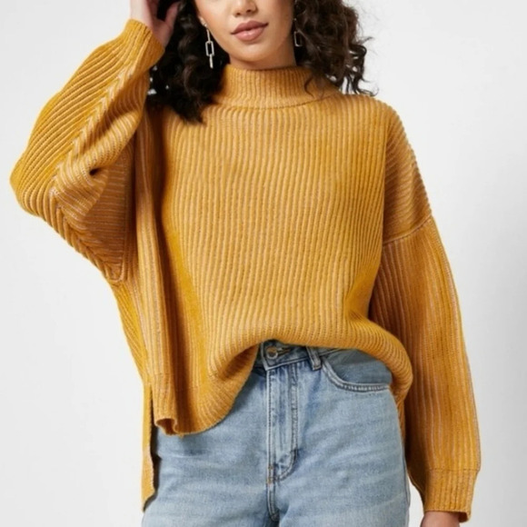 TOPSHOP Mock Neck Sweater Mustard Yellow size 8-10 MEDIUM - Picture 1 of 11